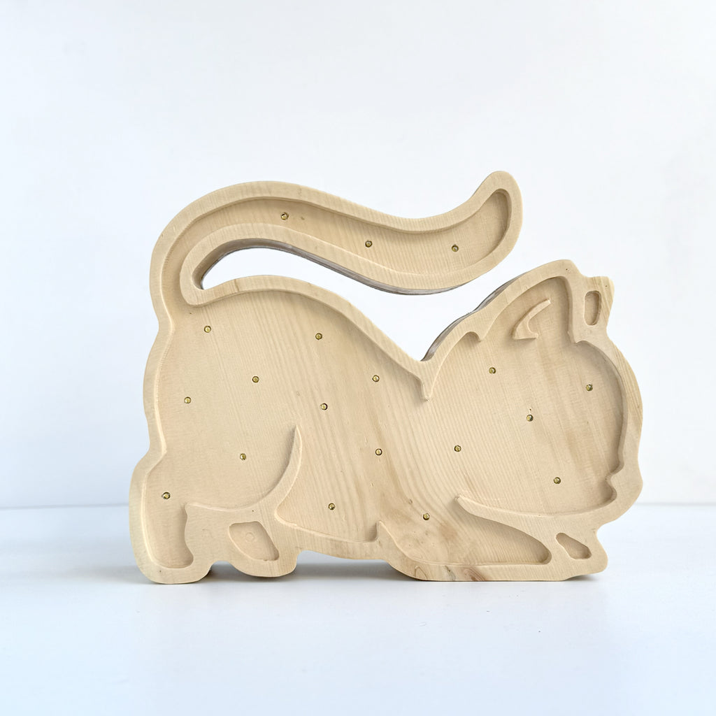 Lampada in Legno Massello di Cirmolo - Meow 02 - Fatta a Mano in Italia