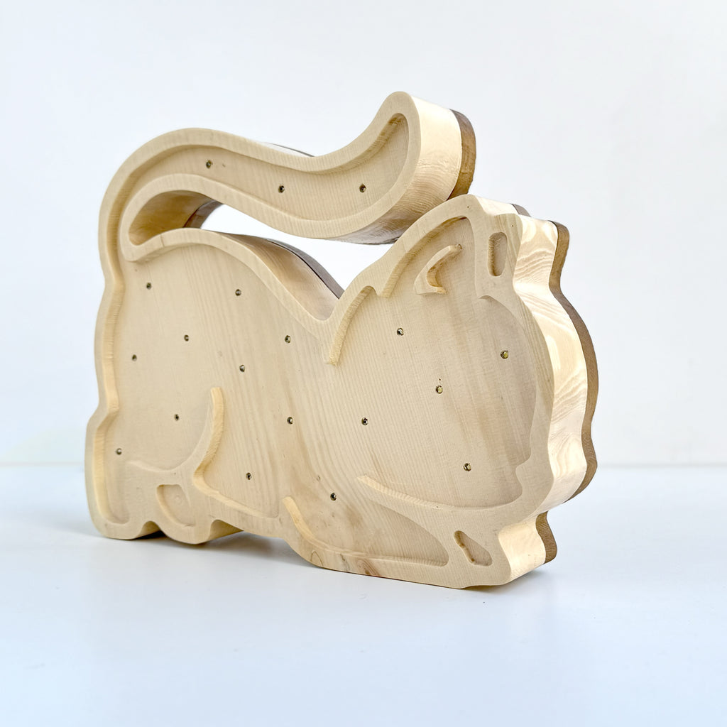 Lampada in Legno Massello di Cirmolo - Meow 02 - Fatta a Mano in Italia
