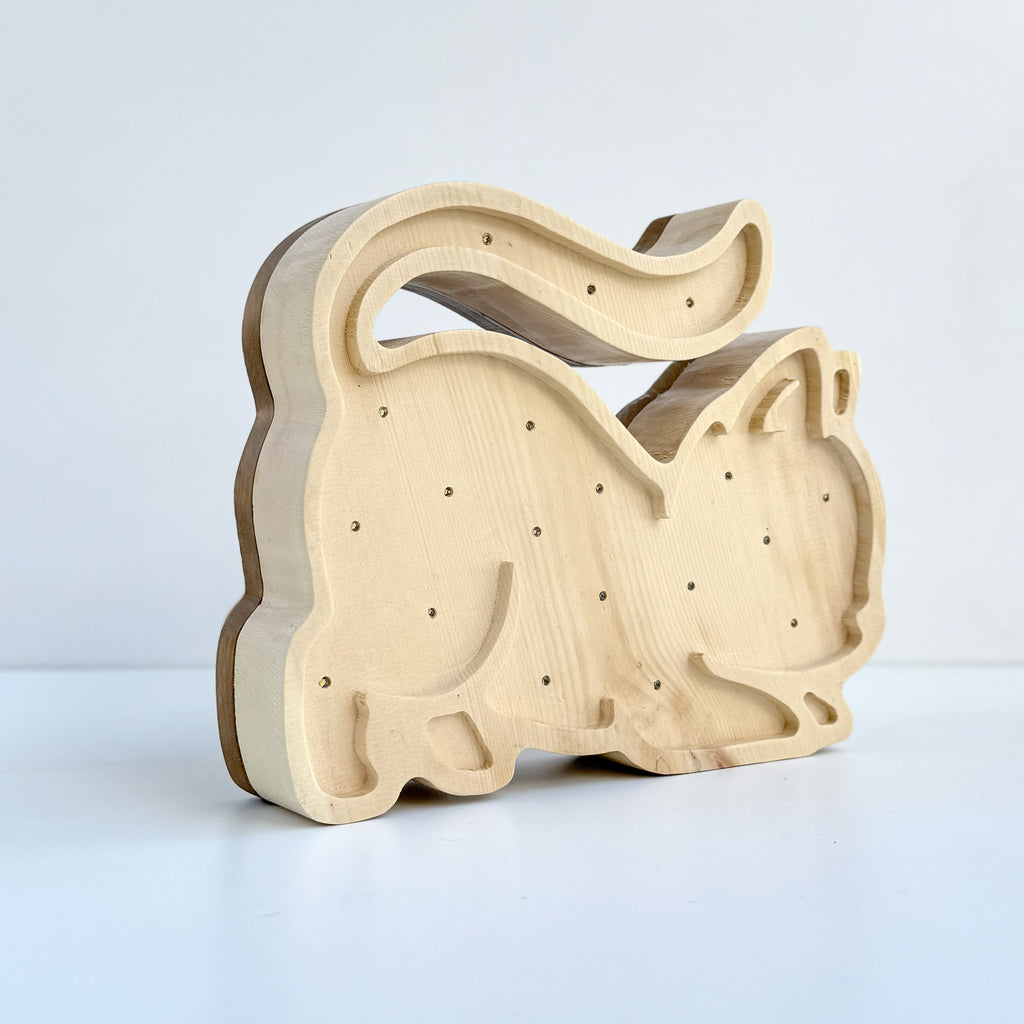 Lampada in Legno Massello di Cirmolo - Meow 02 - Fatta a Mano in Italia