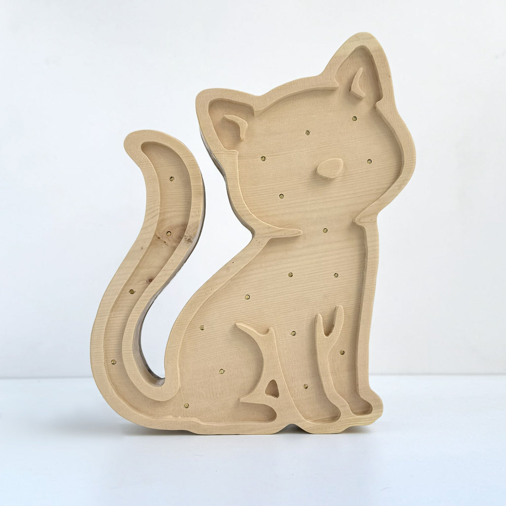 Lampada in Legno Massello di Cirmolo - Meow 01 - Fatta a Mano in Italia